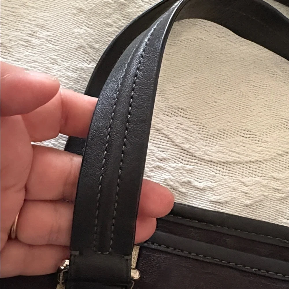 Gently Loved Coach Black Canvas and Leather Tote Bag